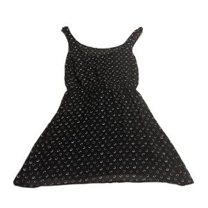 Guess Mesh Overlay Black Sleeveless Mini Dress with White Pattern